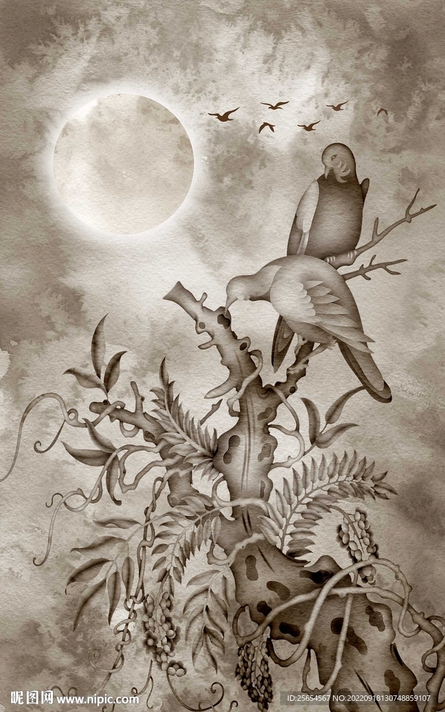 花鸟复古中式玄关过道