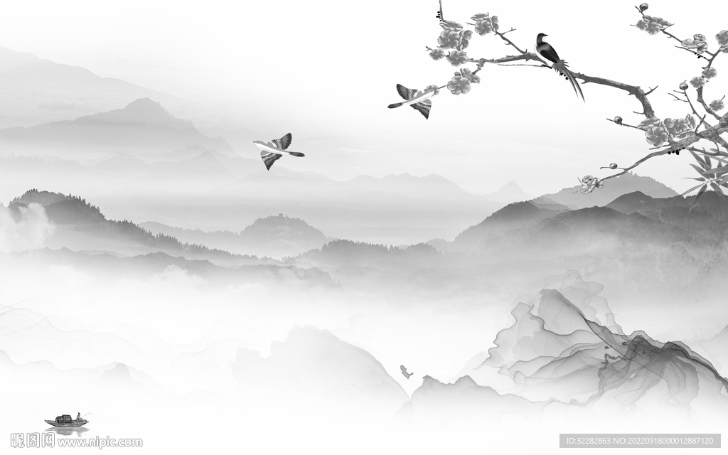 大气灰色意境山水 TiF分层