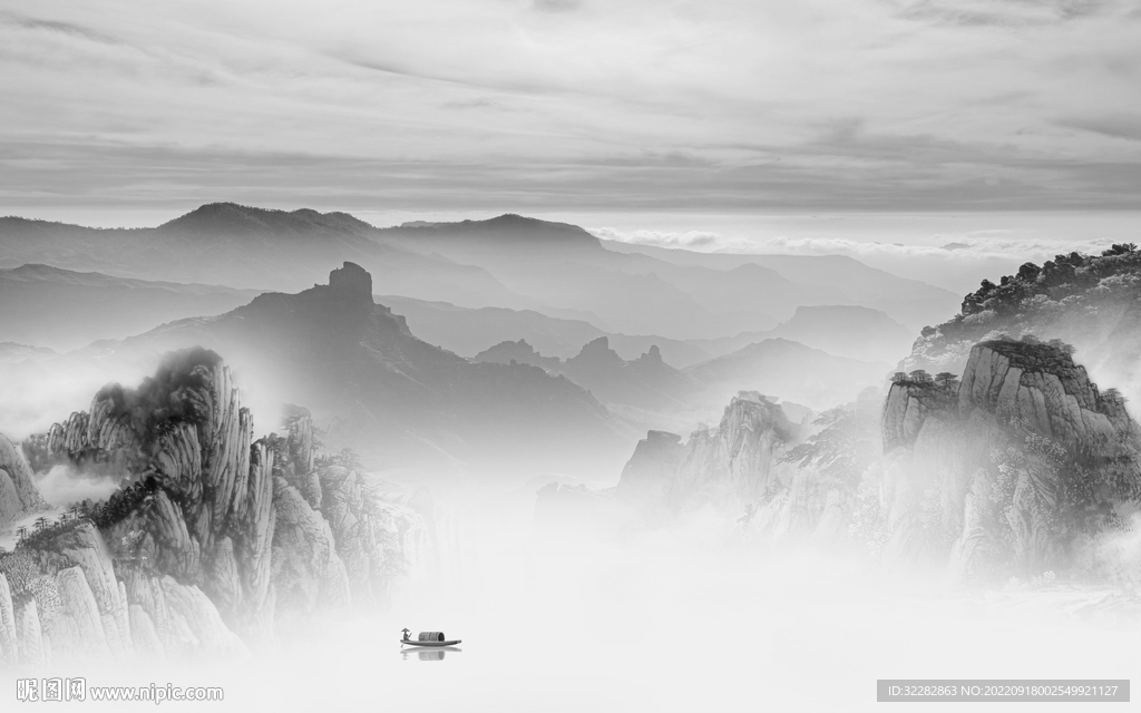 高端 灰色意境山水 TiF分层