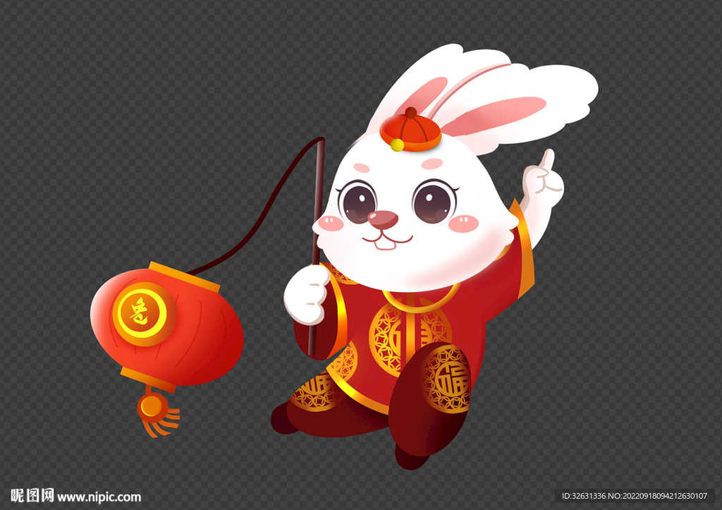癸卯兔年提灯笼兔子