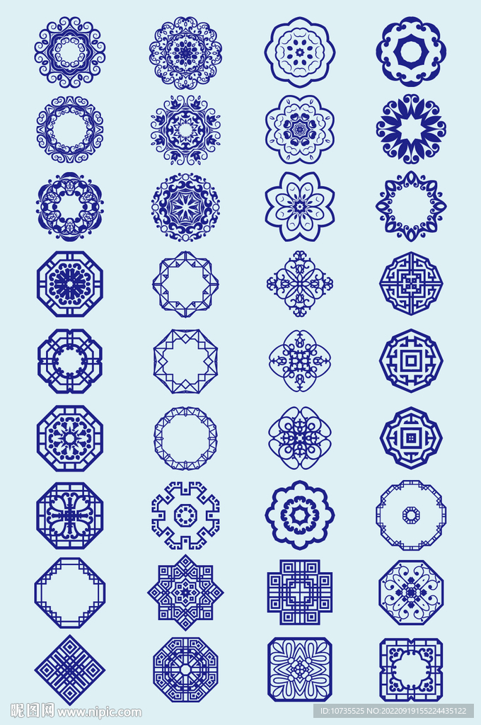 AI矢量圆形花纹图形