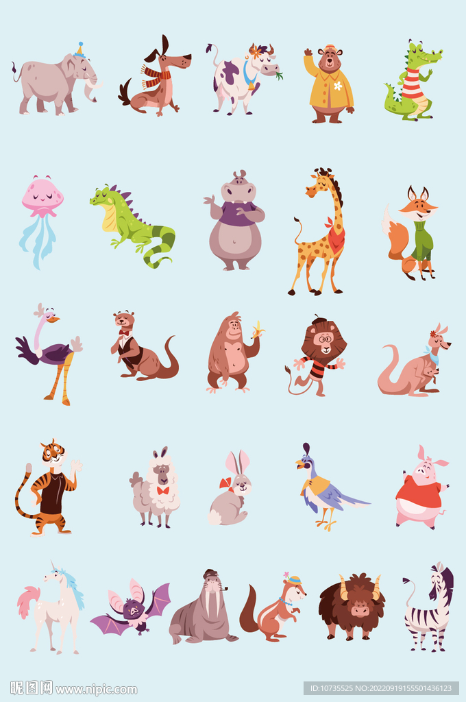 AI矢量卡通动物