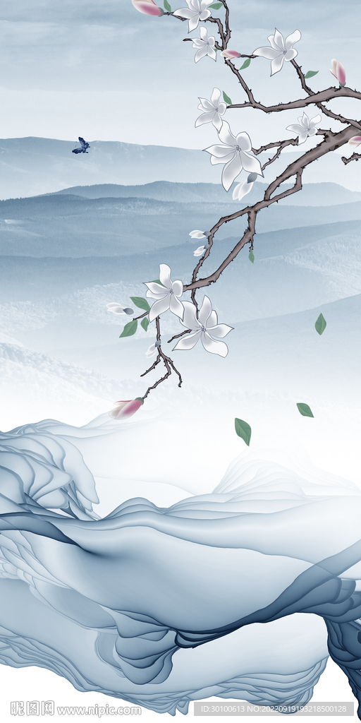 中式玄关山水挂画 tif分层