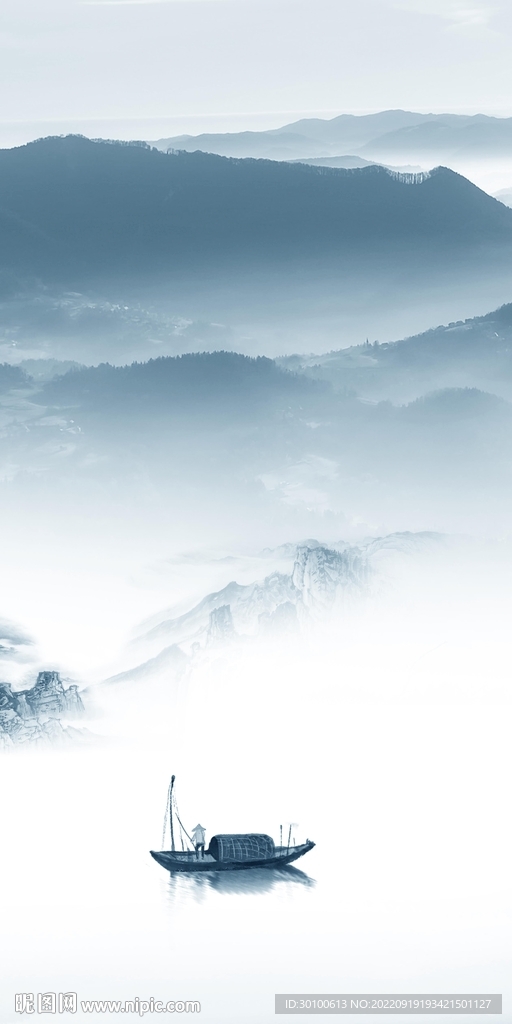 水墨玄关山水挂画 tif分层