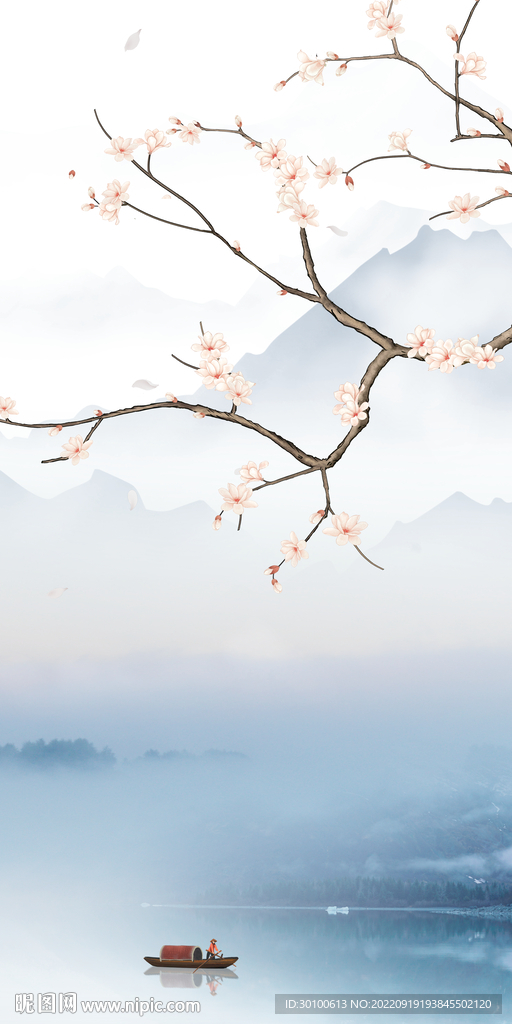 别墅玄关背景山水 tif分层