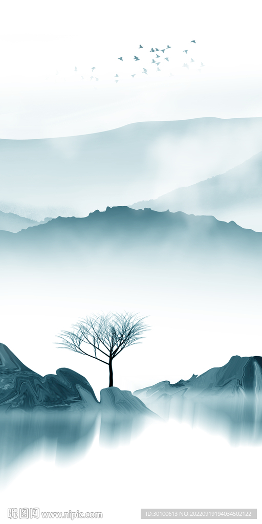 高档 玄关背景山水 tif分层