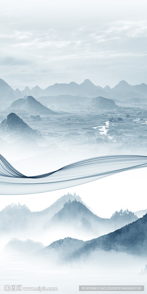 意境 玄关山水挂画 tif分层