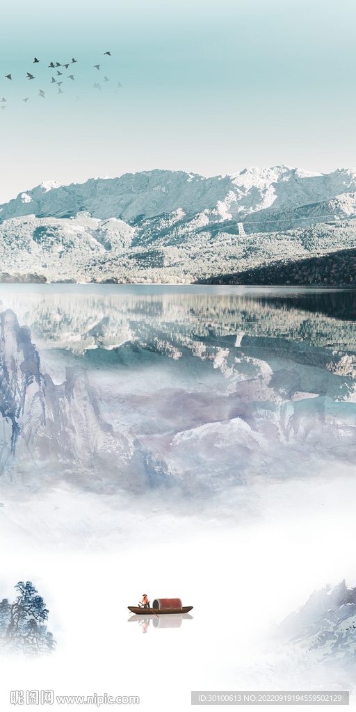 高端玄关山水挂画 tif分层