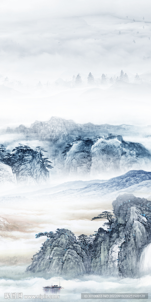 最新玄关背景山水 tif分层