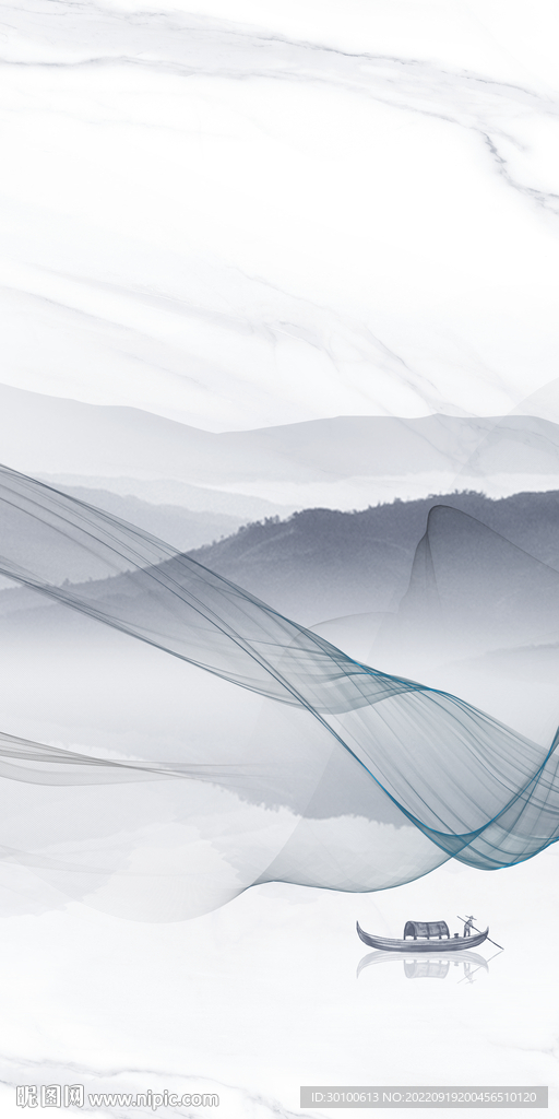 中式 玄关背景山水 tif分层