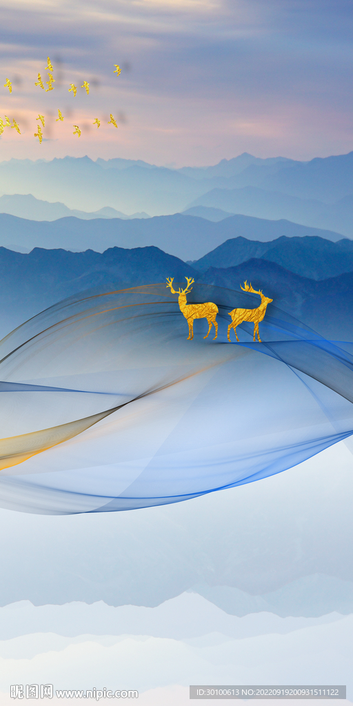 现代 玄关背景山水 tif分层