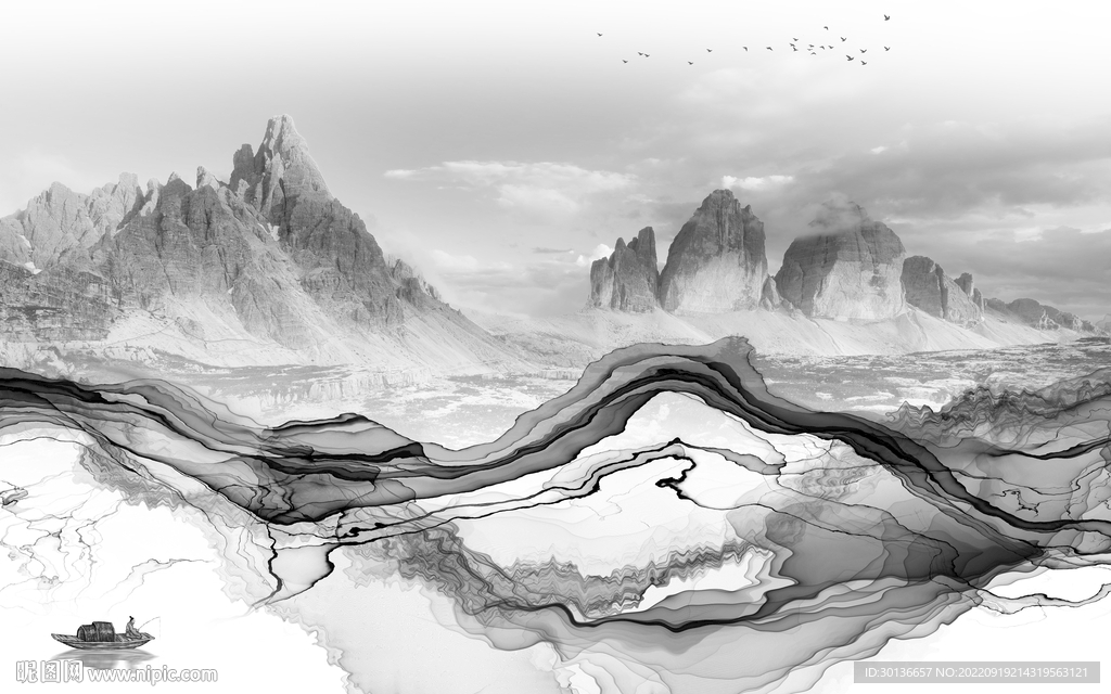 新款高端简约山水 Tif分层