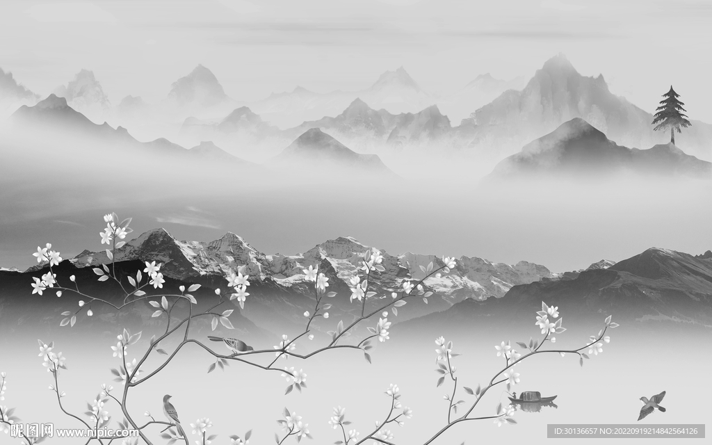 最新高端简约山水 Tif分层