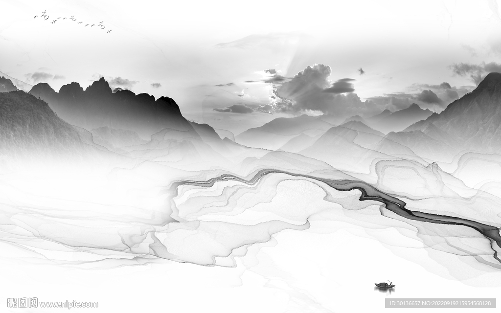 高档 高端简约山水 Tif分层