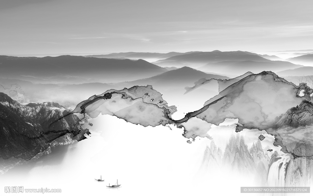 中式现代新品山水 Tif分层