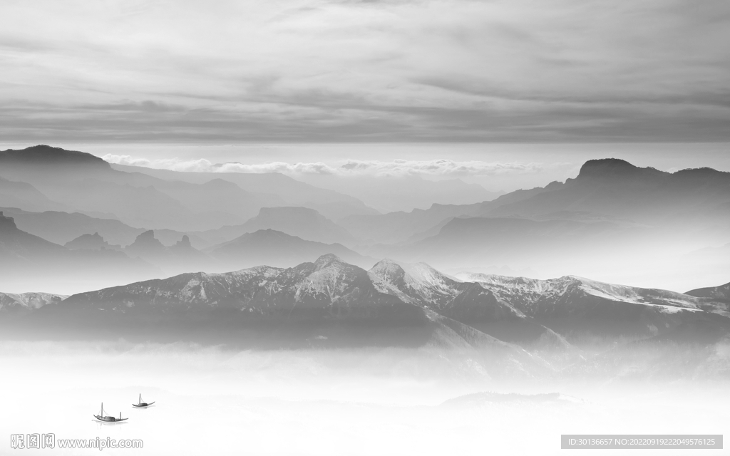 背景墙中式大气山水 Tif分层