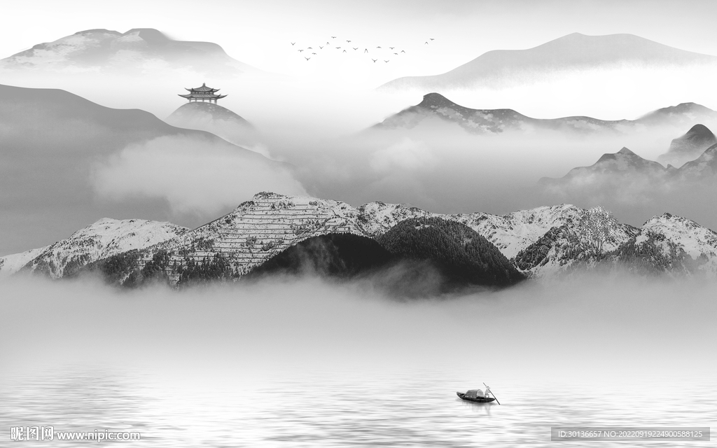 简约中式大气山水 Tif分层