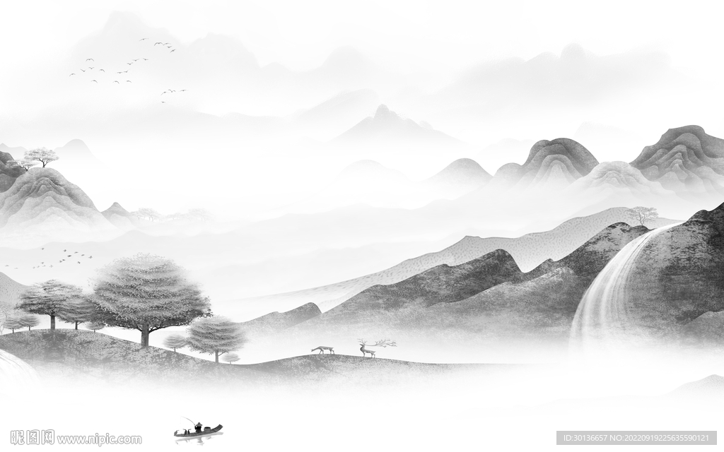 最新中式大气山水 Tif分层