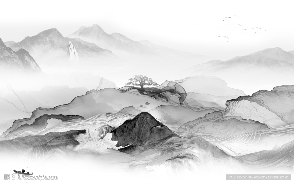 高端中式大气山水 Tif分层