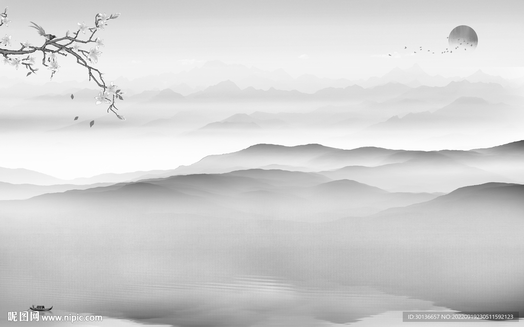 意境中式大气山水 Tif分层