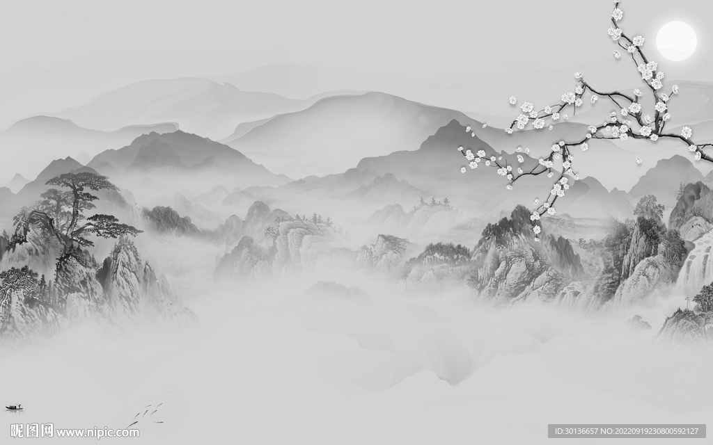 人气中式大气山水 Tif分层