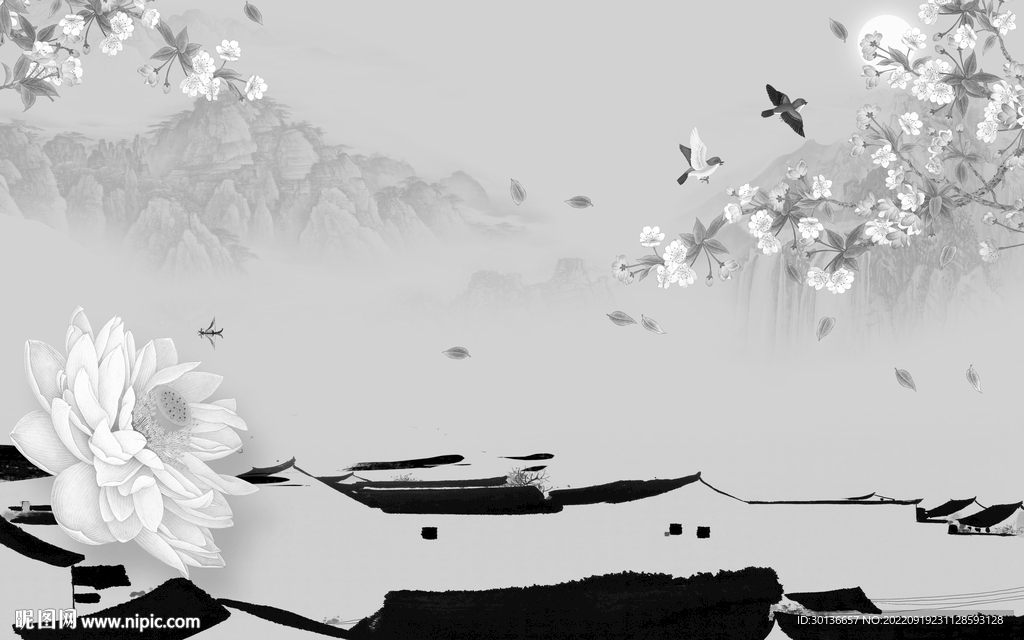 高档中式大气山水 Tif分层