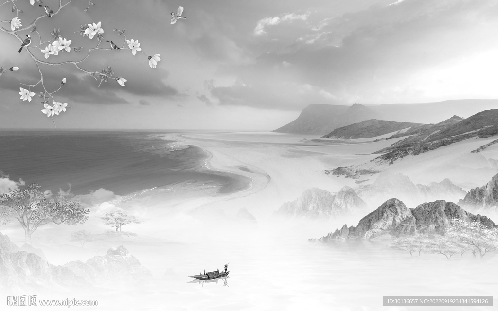 高清 中式大气山水 Tif分层