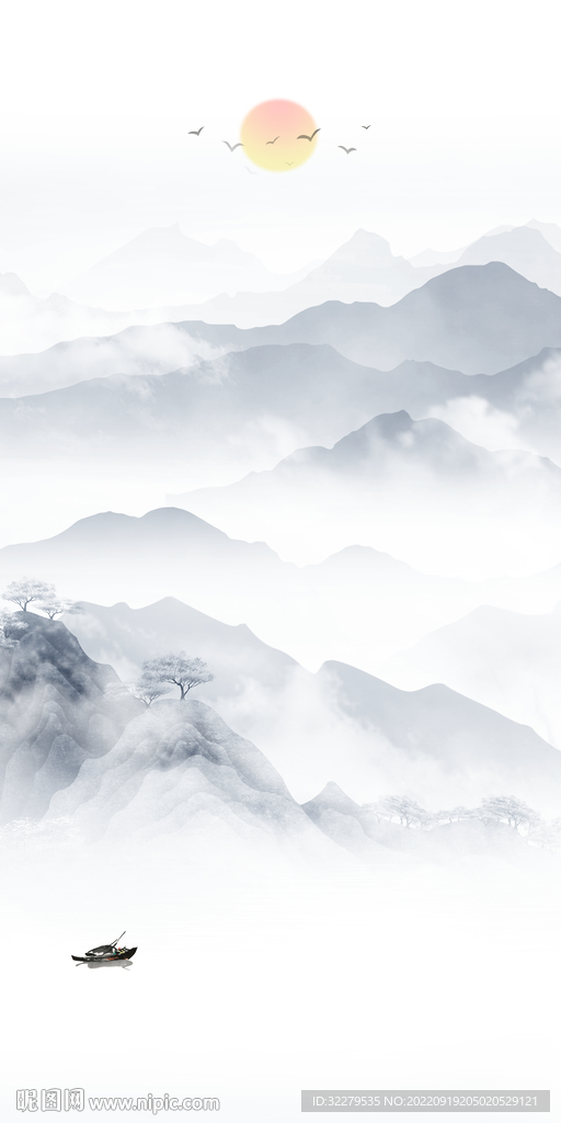 大气 山水意境玄关 Tif分层