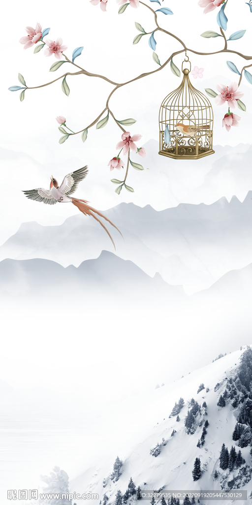 别墅中式简约玄关 Tif分层