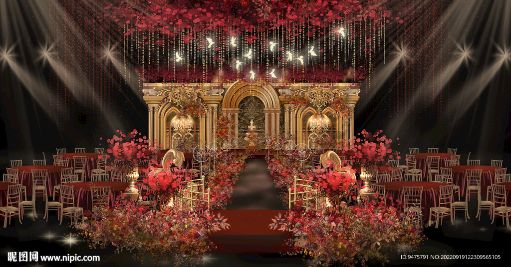 欧式复古红金婚礼