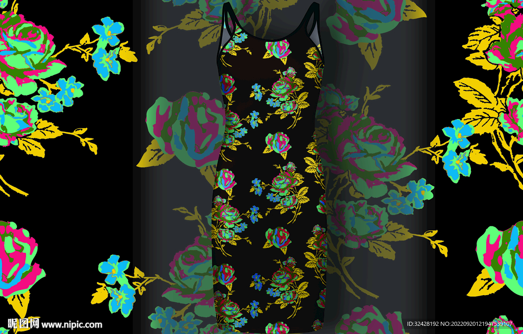 女装手绘花新型女装印花