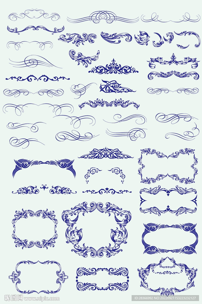 AI矢量欧式花纹边框花边
