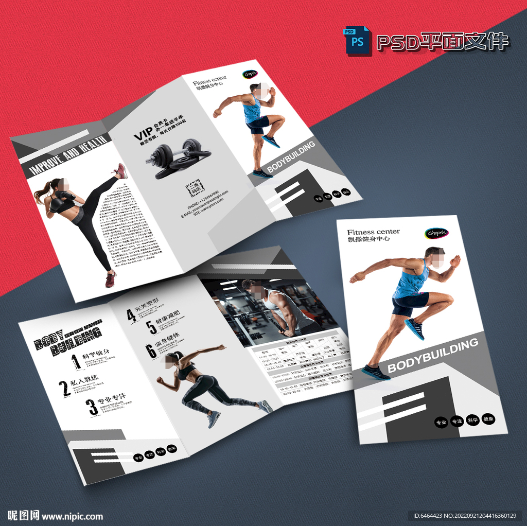 健身三折页