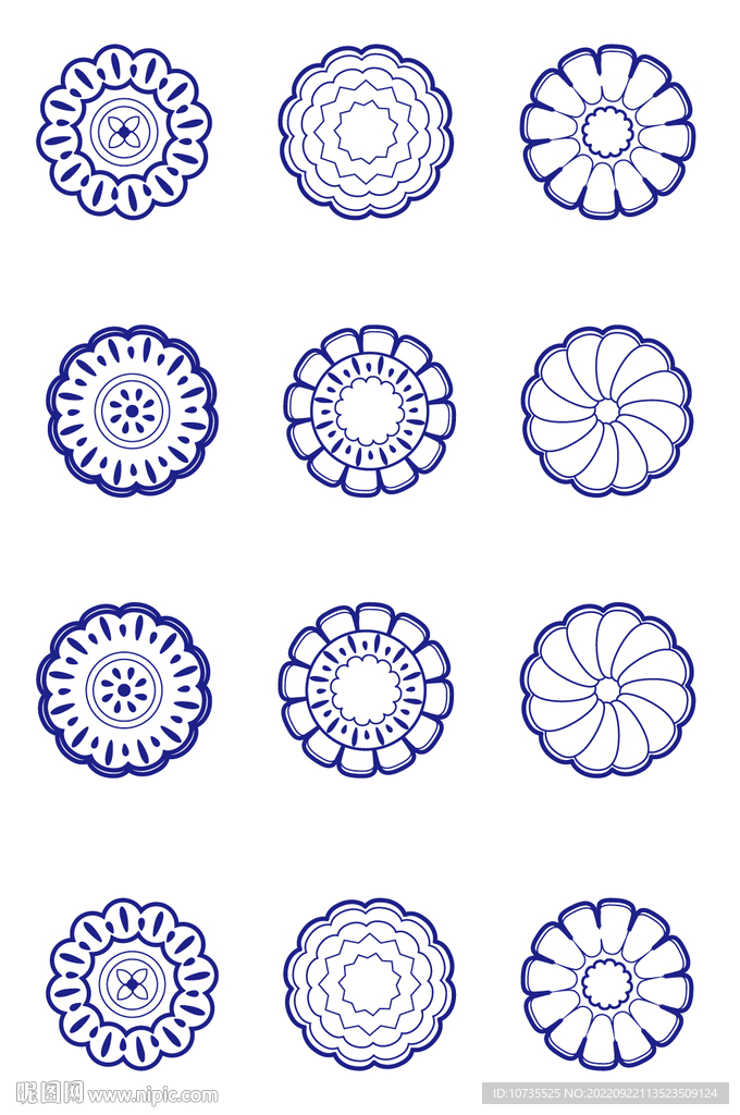 AI矢量中式中圆形花纹图案图形