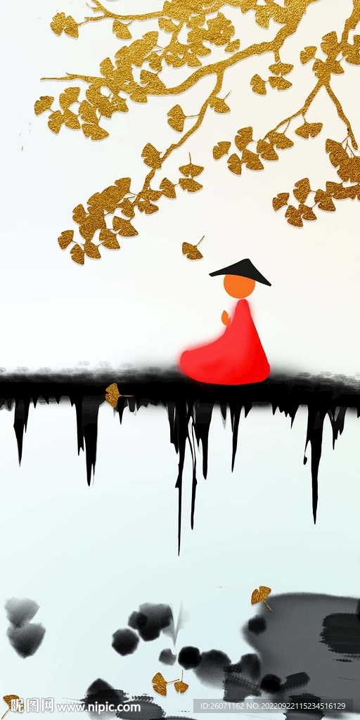 禅意银杏玄关装饰画