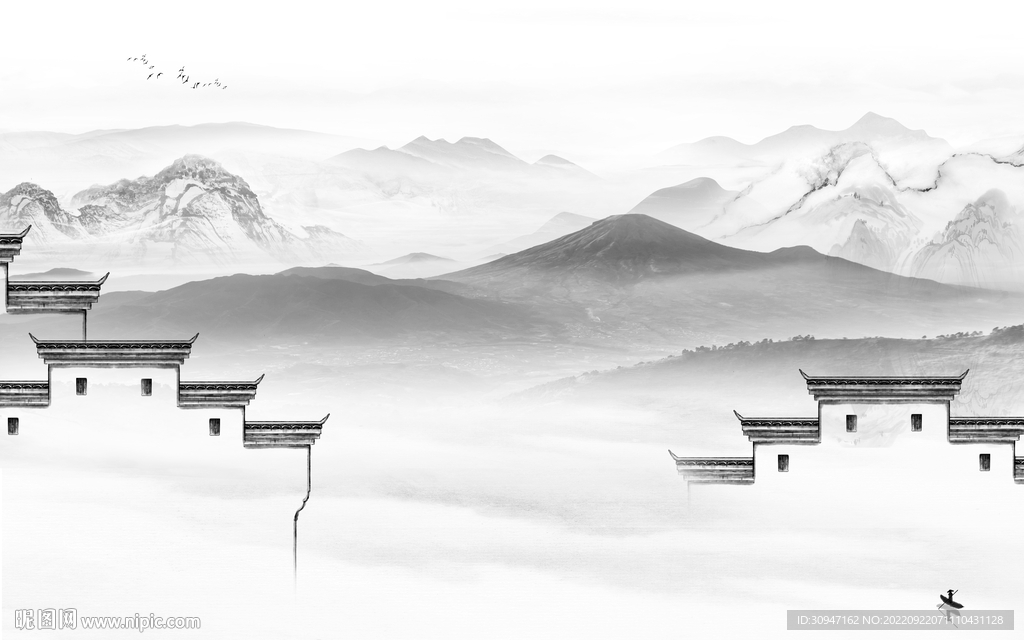 徽派 灰色新款山水 TiF分层