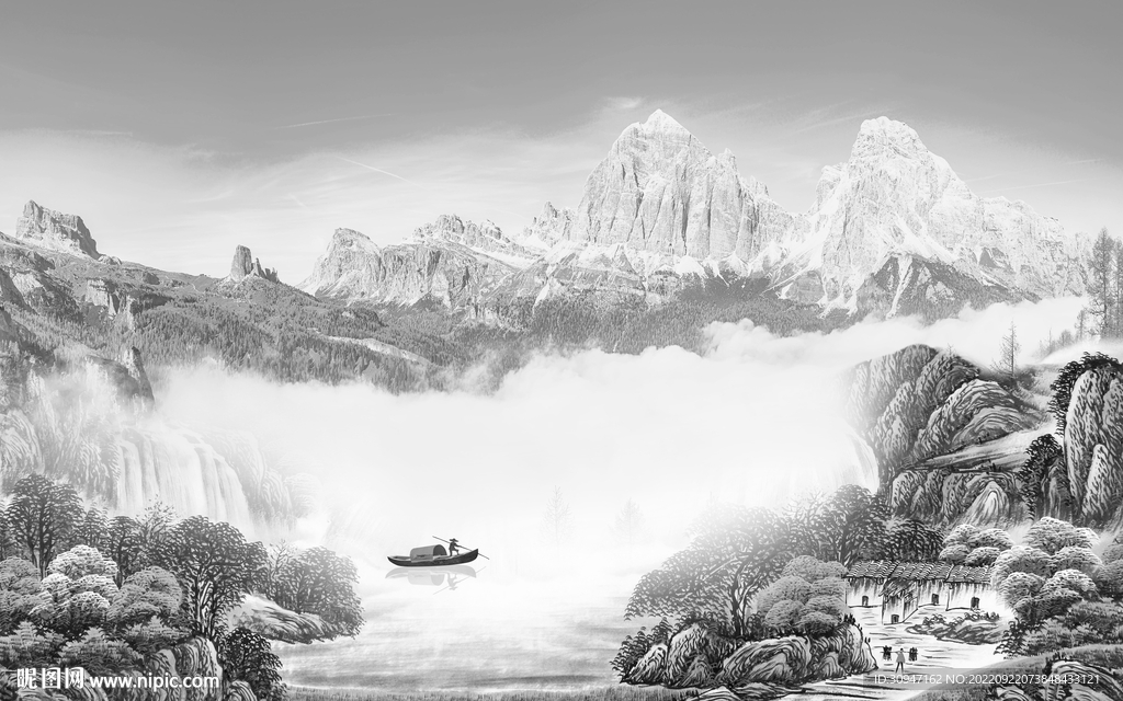 高端 灰色新款山水 TiF分层