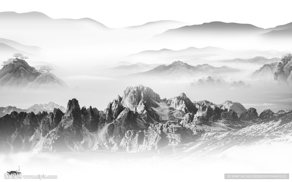 现代 灰色新款山水 TiF分层