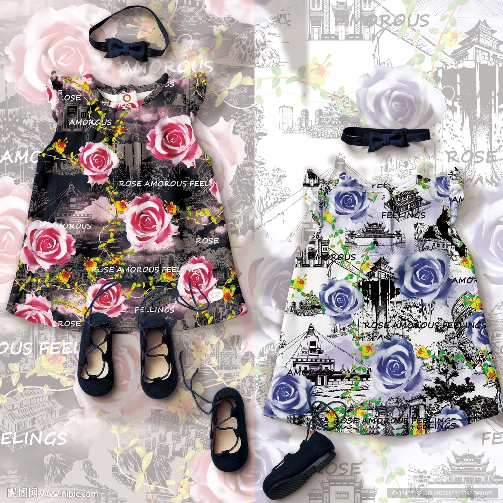 玫瑰童装新型花型分层