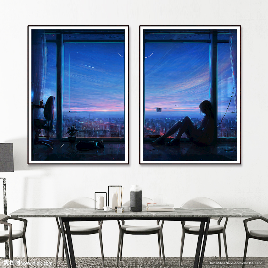 孤独的世界超现实独居女孩装饰画