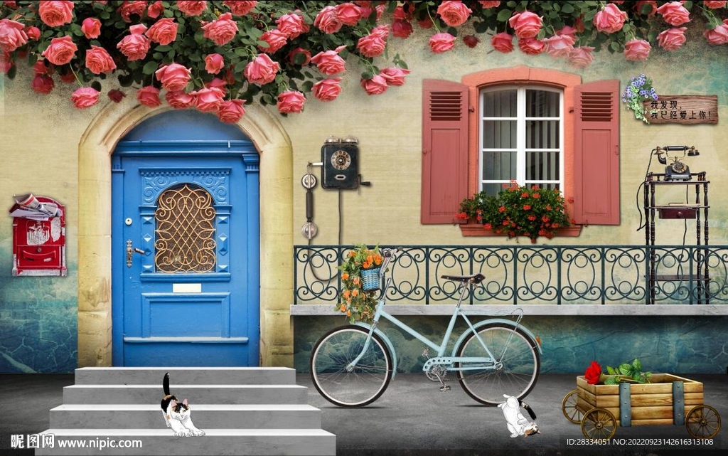 地中海田园风欧式建筑背景墙