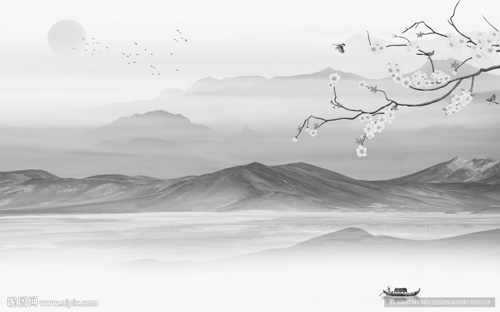 极简爆款灰色山水 TIf分层