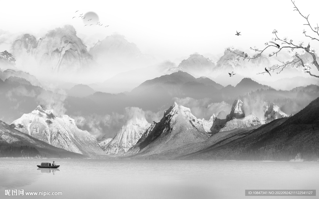 客厅爆款灰色山水 TIf分层