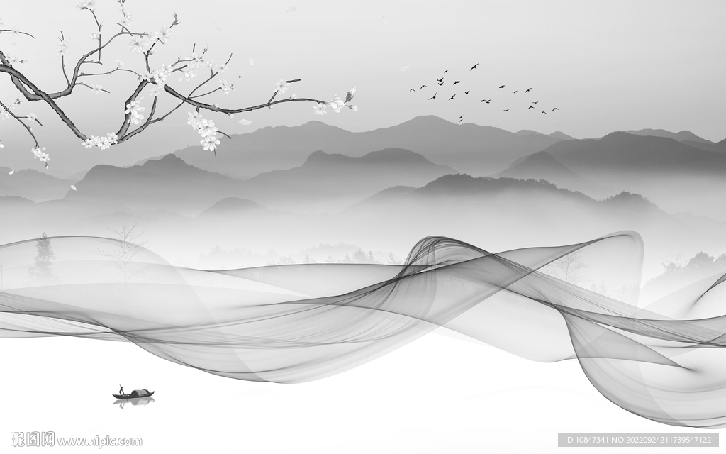 新品爆款灰色山水 TIf分层