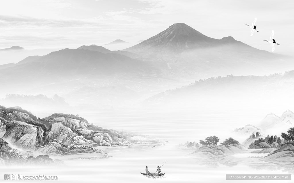 客厅 灰色高清山水 TIf分层