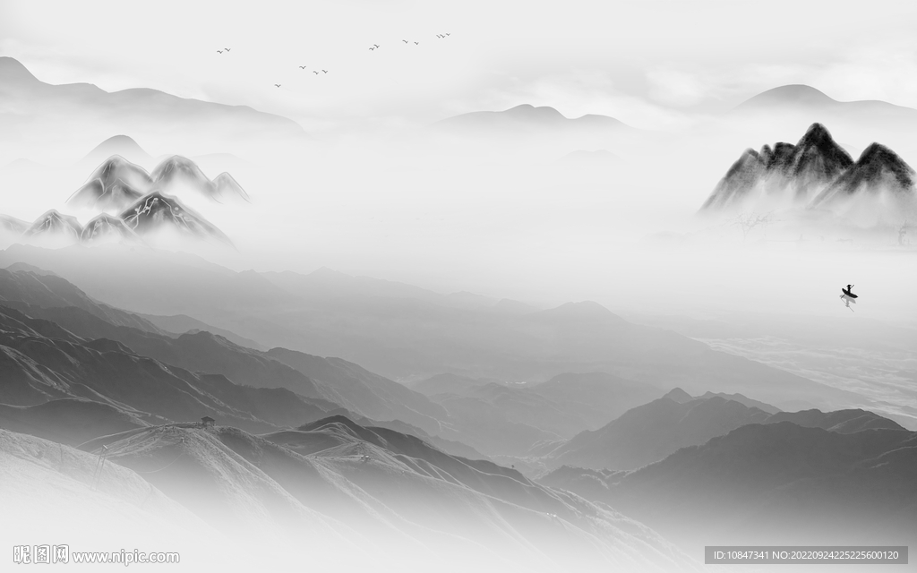 大气 灰色高清山水 TIf分层