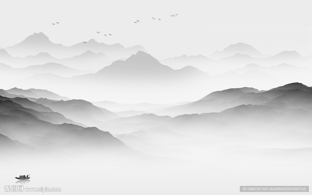 高端 灰色高清山水 TIf分层