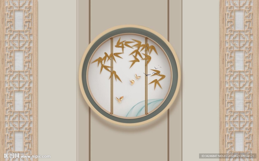 新中式金色竹子背景