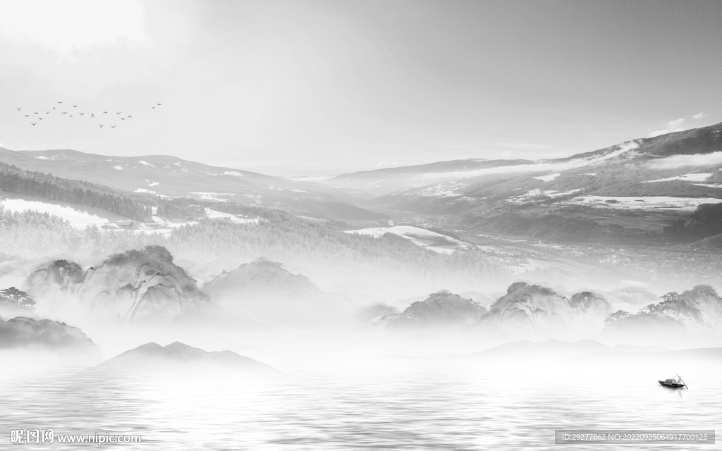 新品意境中式山水 Tif分层