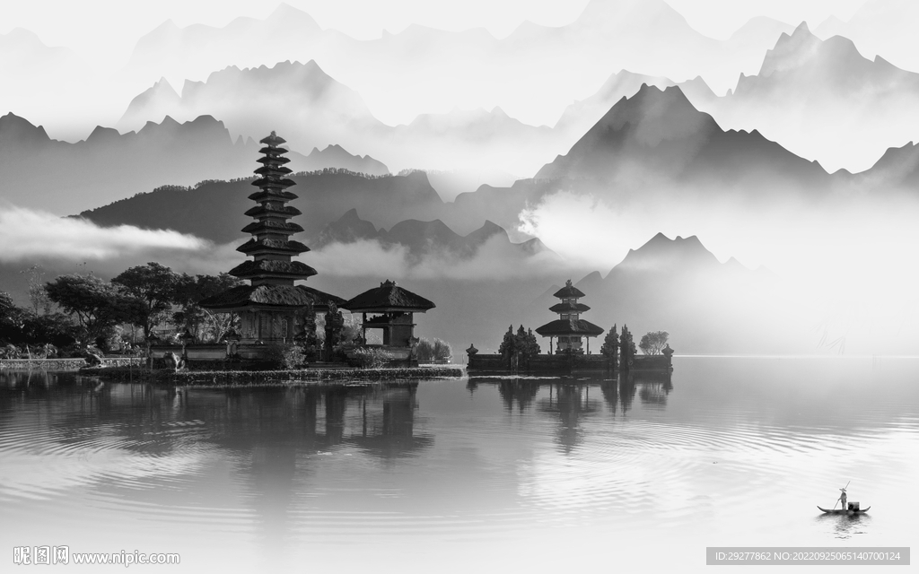 爆款意境中式山水 Tif分层